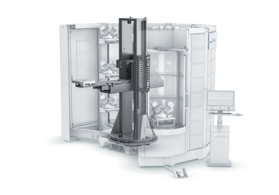 The pallet manipulator has a long reach for hundreds of APC and no-APC machine tools