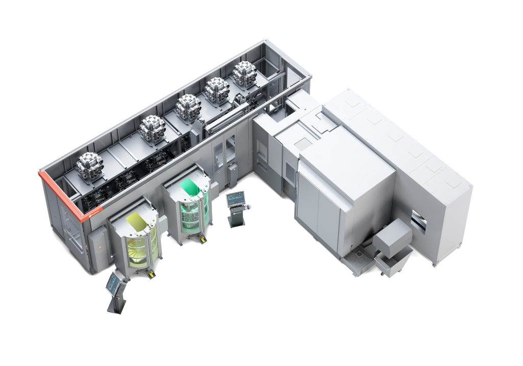 FPC is an easy-to-deploy FMS for horizontal milling machines with 400 to 1,000 mm pallets. The extendable system accommodates one to three machining centers and up to 40 machining pallets.